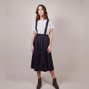 Mars Navy Pleated Suspender Skirt